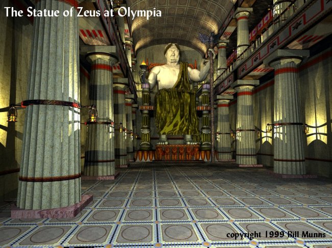 Статуя Зевса в Олимпии - смотреть со спутника online » 37 чудес света .